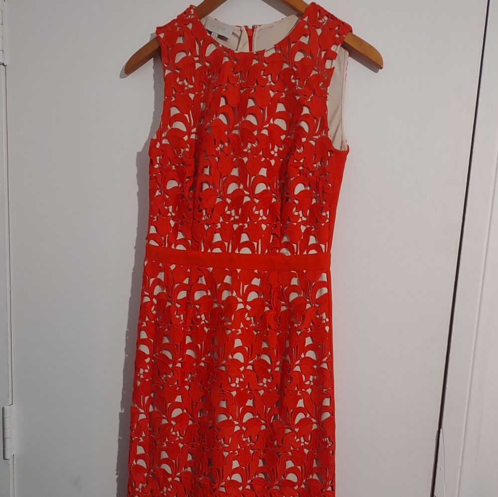 Red Sheath Midi Dress Sleeveless Scoop Neck